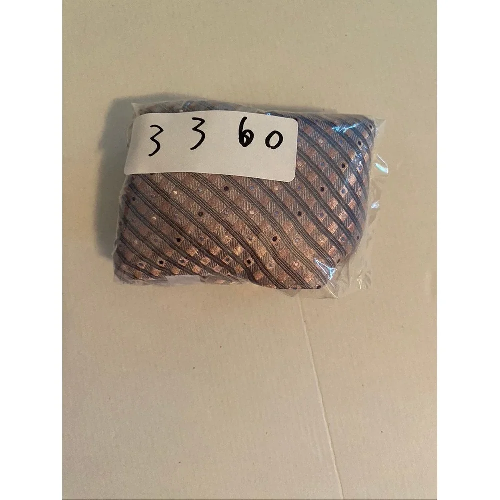 Pronto Uomo Mens Silk Tie Copper Bronze Striped Dotted X-Long Necktie